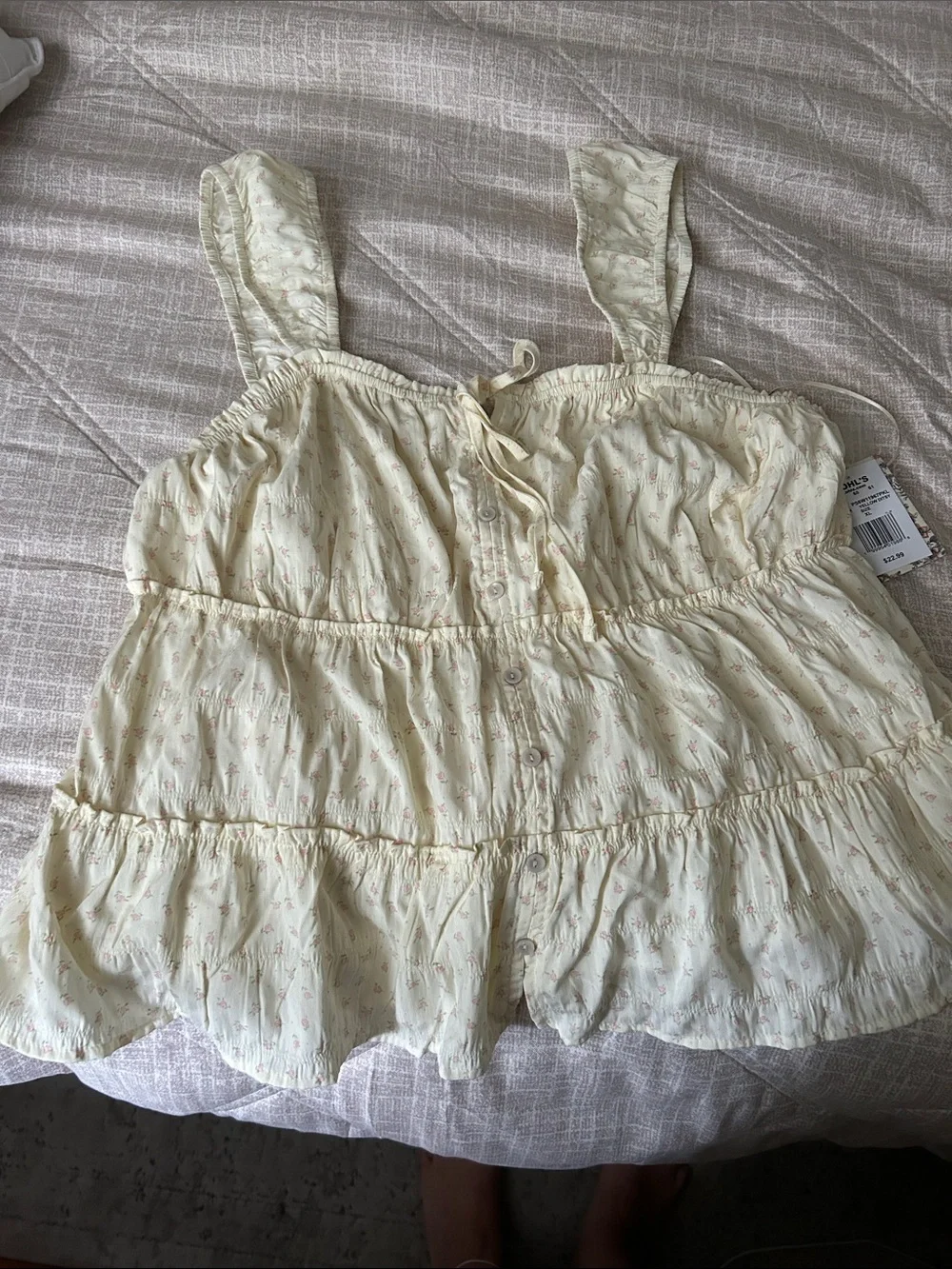 Pink Republic Cream Camisole with Subtle Pink Floral Print